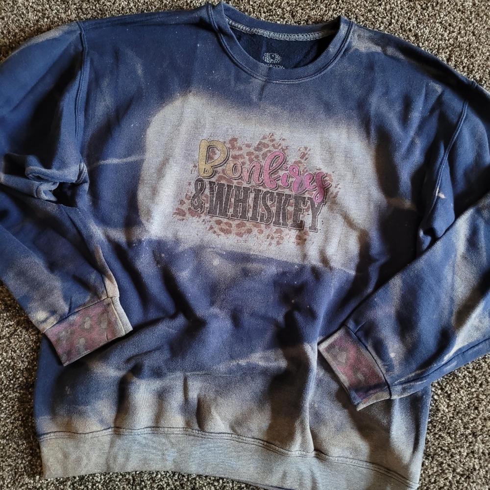 Bonfires and Whiskey Custom Boutique Pullover - Large